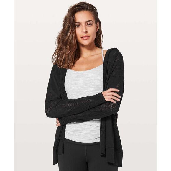 lululemon athletica Sweaters - Lululemon Still Movement Wrap Open Cardigan Black Size 8